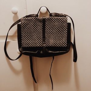 Black leather backpack purse